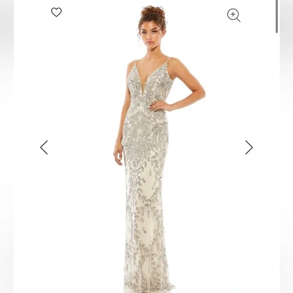 Mac Duggal 5107 Embellished Gold Leaf Long Evening Gown - Picture 1 of 16